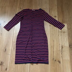 J. Crew Red and Black Striped Long Sleeve Dress